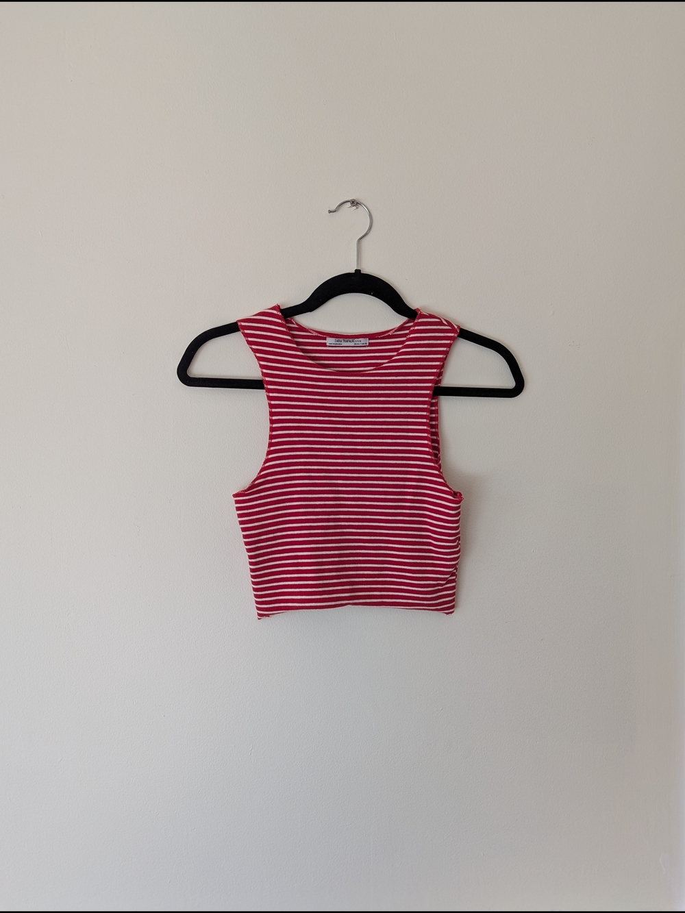 Zara Red and White Striped Crop Tank